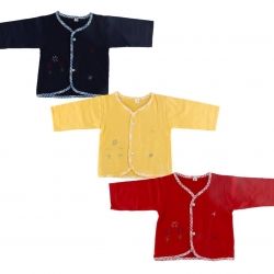 Full Sleeves Baby Hosiery Cotton Top, Pack of 3, 0-3 Months