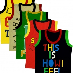 MYFAA Baby Boys Cotton Regular Fit Vest - Combo of 5
