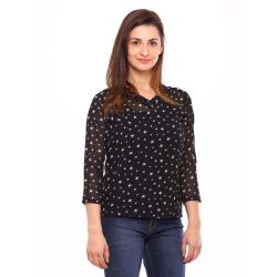 Vvoguish Printed Polyester Black Top-VVTOP684BLKPRNT