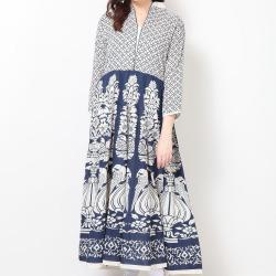 Navy Blue Persian Anarkali Printed Kurti