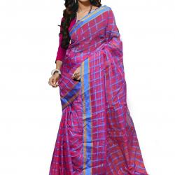 Trendz Womens Cotton Silk Saree TZ_Pink_Chokda_Blue