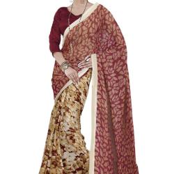 Ishin Womens Brasso Saree Ishjignsb-27_BROWN