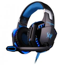 Hausbell KOTION EACH G2000 Over-ear Gaming Headphone Headset with Mic Stereo Bass LED Light for PC Game, Blue