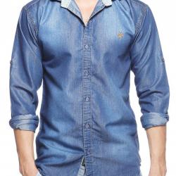 Lafantar by Fasnoya Mens Slim Fit Denim Shirt