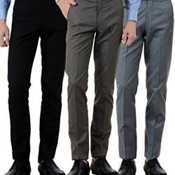 American-Elm Mens Cotton Formal Trousers- Pack of 3