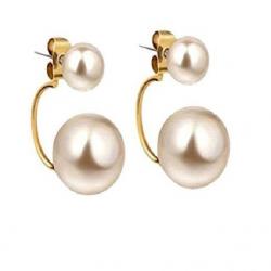 Shining Diva Double Pearl Alloy Stud Earring