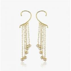 Shining Diva Party Wear Pearl Drops Multi Strings Alloy Cuff Earring