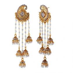 Tatva Exclusive American Diamond Based Designer Earrings Alloy Jhumki Earring