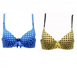 Glus ComboPolka Womens Push-up Blue, Yellow Bra