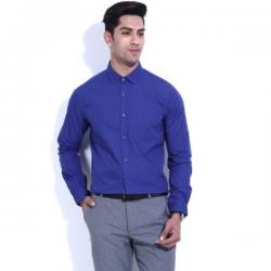 United Colors of Benetton Mens Solid Casual Blue Shirt