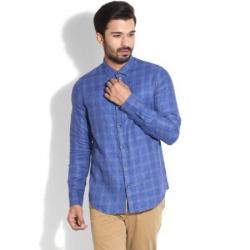 United Colors of Benetton Mens Checkered Casual White, Blue, Pink Shirt