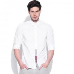 United Colors of Benetton Mens Solid Casual White Shirt