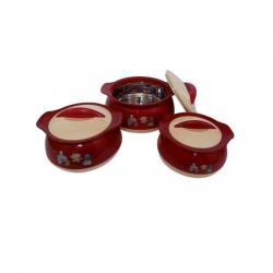 Milton Delish - Maroon Pack of 3 Casserole Set