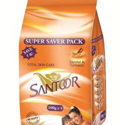 Santoor Sandal & Turmeric Soap 100 gm - Pack of 4