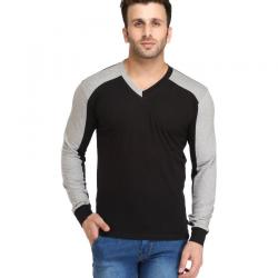 Leana Black V-Neck T Shirt Hand Wash, Dry in Shade, Soft Iron