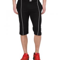 Checkers Bay Black Cotton Solids Capris