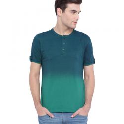 Campus Sutra Green Henley T Shirt For Men