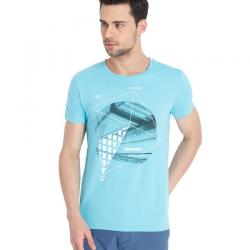 Jack & Jones Blue Round Neck Half Sleeves Sleeves Prints T-Shirt