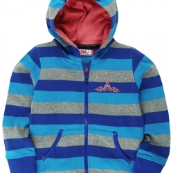 Oye Girls Hooded Jacket - Grey/Dk. Blue/Lt. Blue 1-2Y