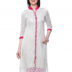 Vatsla Womens Net And Silk Kurta With Half Sleeve