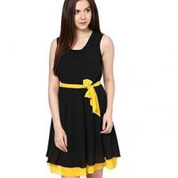 Binny Creation Black Yellow Georgette Tunic