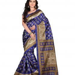 E-VASTRAM Womens Art Mysore Printed SilkNS9A_Blue