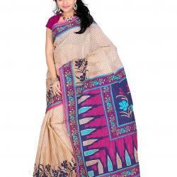 Roopkala Women Pure Cotton Printed SareeMA-1025,Beige