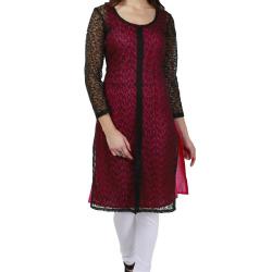 Faireno Trend Long Net Brasso 3/4 Sleeve Kurta