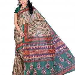 Roopkala Women Pure Cotton Printed SareeMA-1026,Beige