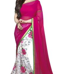 Trendz Womens Georgette Half & Half Saree TZ_Rose_Aayesha_Pink