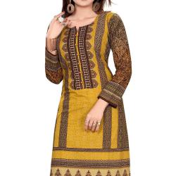 ALC Creations Yellow Brown Cotton Kurti