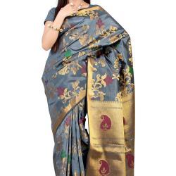 Mimosa Tassar Silk Saree Grey 3110-119-GREY