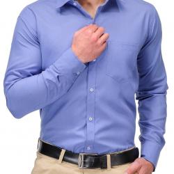 Formals By Koolpals-Cotton Blend Plain Shirt Office Blue Solid