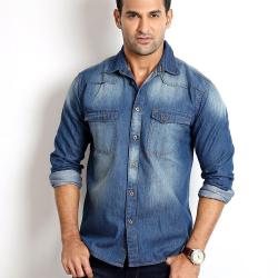 Rodid Full Sleeves Mens Denim Casual Shirt RODSDF-IB-XL_Indigo Blue_X-Large