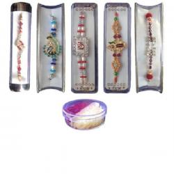 MARAMI Designer Design Designer Rakhi, Multicolor, Pack Of 5 Rakhi