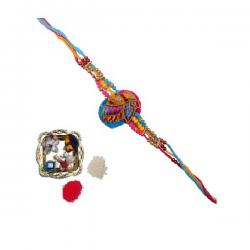 ECraftIndia Single Rakhi And Decorative Pooja Plate Design Designer Rakhi