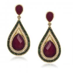 VK Jewels Maroon Stone Alloy Drop Earring