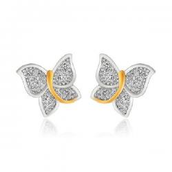 Mahi Flying Butterfly Cubic Zirconia Brass, Alloy Stud Earring