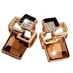 Kundaan LUXURY Korean Geometric Crystal Alloy Drop Earring