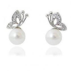 Silver Shoppee Free Spirit Cubic Zirconia, Pearl Alloy Stud Earring