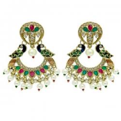 Peora Colourful Mayur Alloy Chandbali Earring