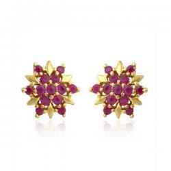 Mahi Red Burst Ruby Alloy, Brass Stud Earring