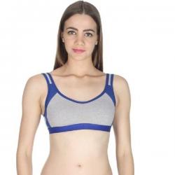 Kraasa By Fresh Look Womens Full Coverage, Push-up, Sports, Training, T-Shirt, Bralette Blue Bra