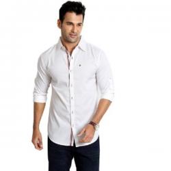 Rodid Mens Solid Casual White Shirt