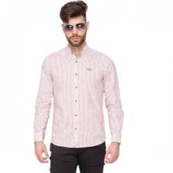 Mufti Mens Striped Casual Red Shirt