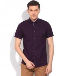 LAWMAN Mens Solid Casual Purple Shirt