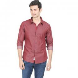 Flippd Mens Solid Casual Maroon Shirt