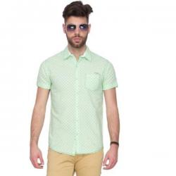 Mufti Mens Printed Casual Green Shirt