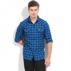 Wrangler Mens Checkered Casual Blue Shirt