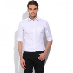 Integriti Mens Self Design Casual White Shirt